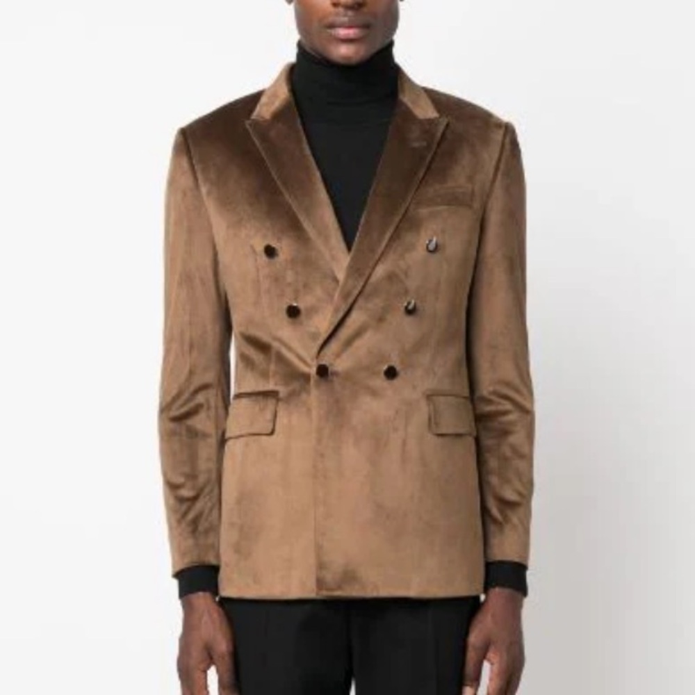 Men's Double-Breasted Brown Blazer